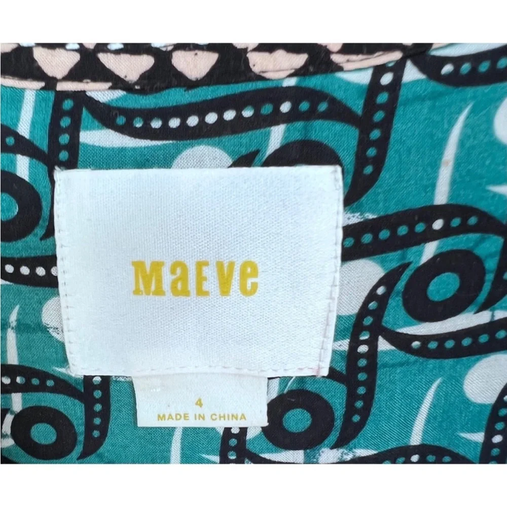 Maeve x Anthropologie | Casia blouse green long sleeve top size 4 - Picture 4 of 6